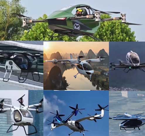Multiple flying cars EVTOL aerial flight